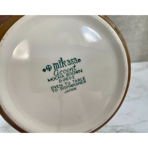 Vintage Mikasa Stoneware Creamer and Gravy Boat Mocha Brown Midcentury modern. - Picture 9 of 9